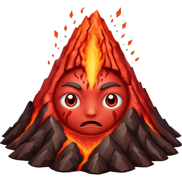 Create a volcano with its eyes tightly shut red face emoji