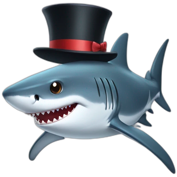Shark with a top hat emoji
