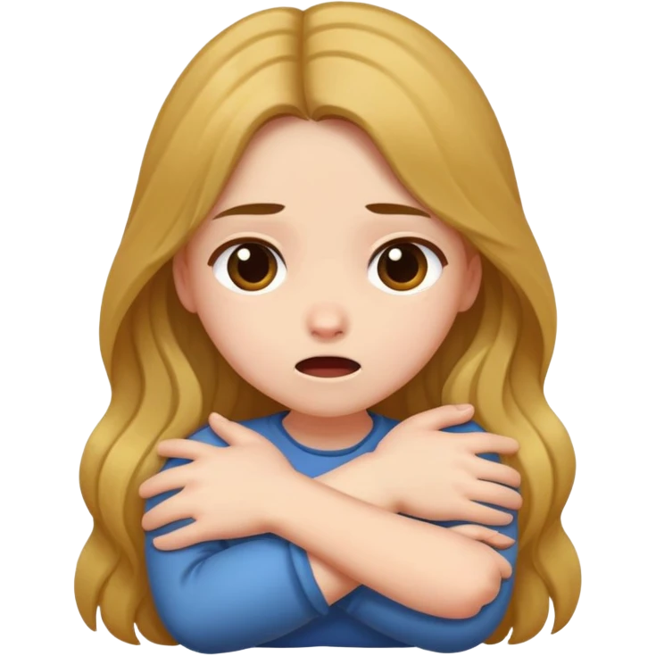 Girl crossing her arms, choking herself emoji