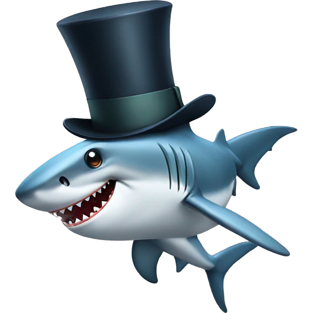Shark with a top hat emoji