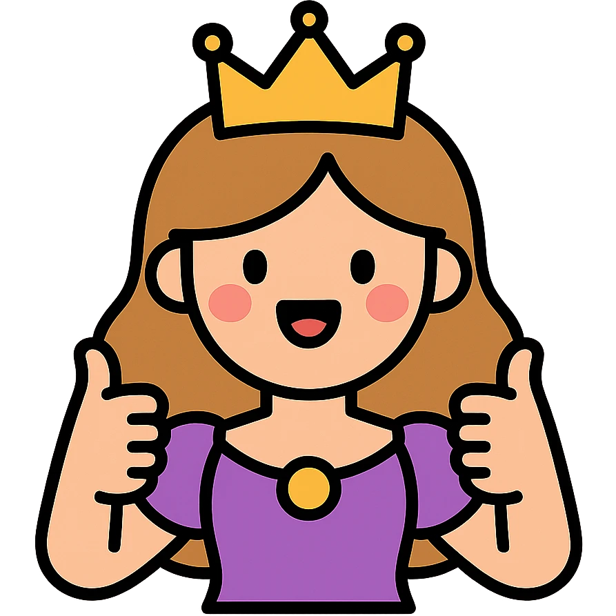 princess giving a double thumbs up, cheerful expression, crown, simple background emoji