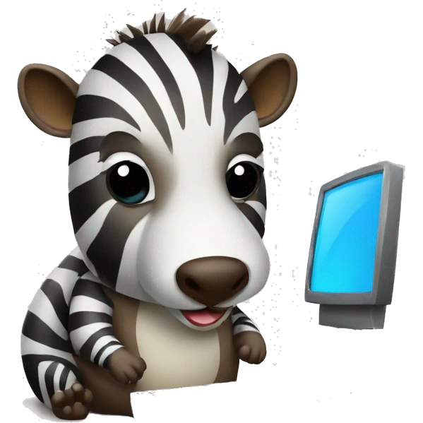 zebra as beaver with computer emoji