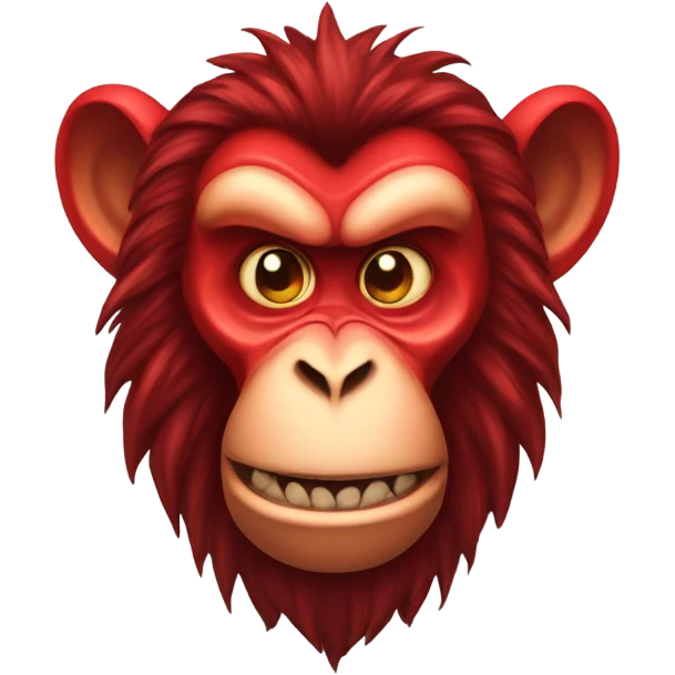 Evil Red monkey with a mane of horns emoji