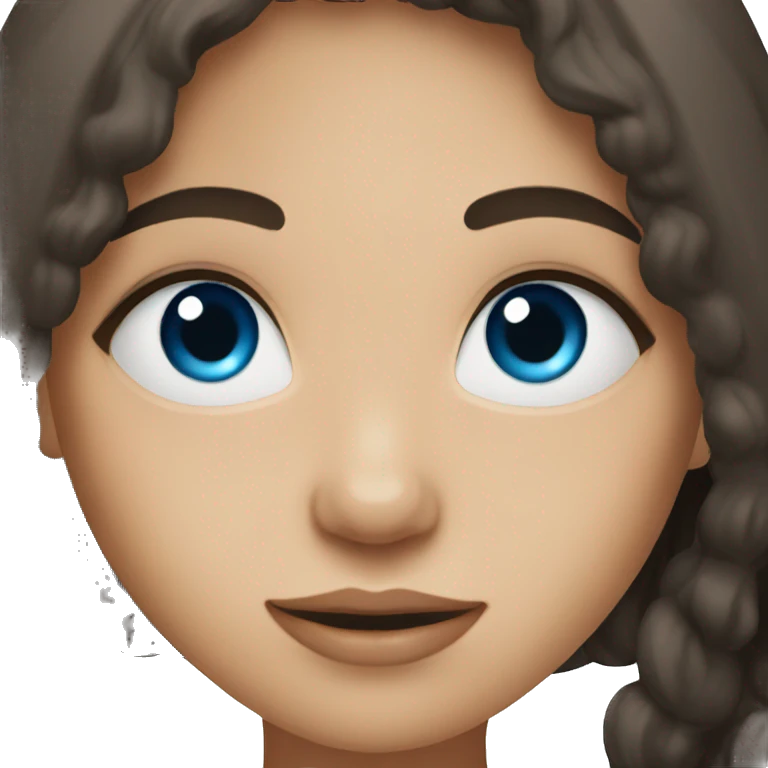 girl with dark brown hair, blue eyes, and freakles emoji