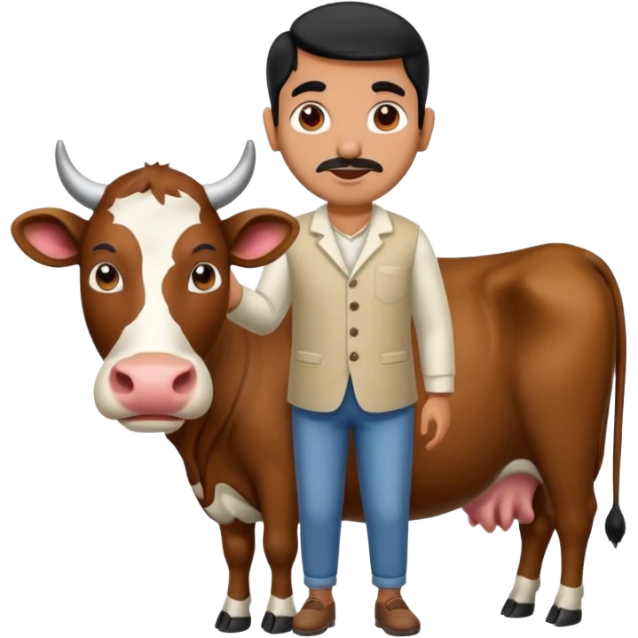 Indian man withg cow emoji