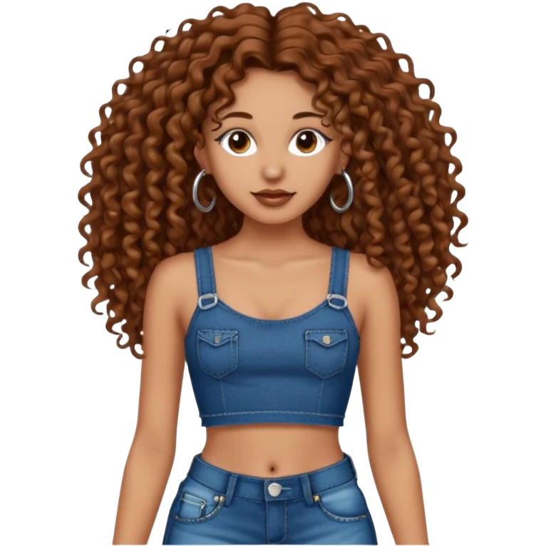 naked girl with long curly hair brown hair and septum piercing  with beautifull skinny body  emoji