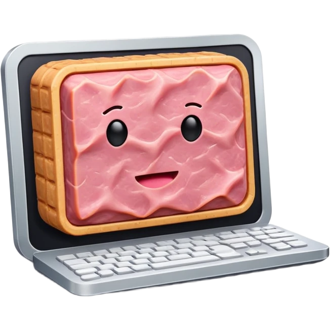 computer made of spam meat emoji