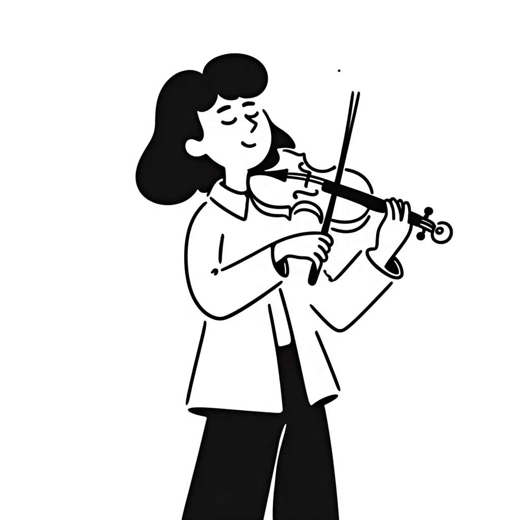 melancholic violinist looking up at the sky thinking emoji