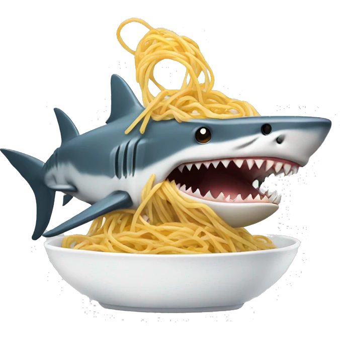 a shark eating spaghetti  emoji
