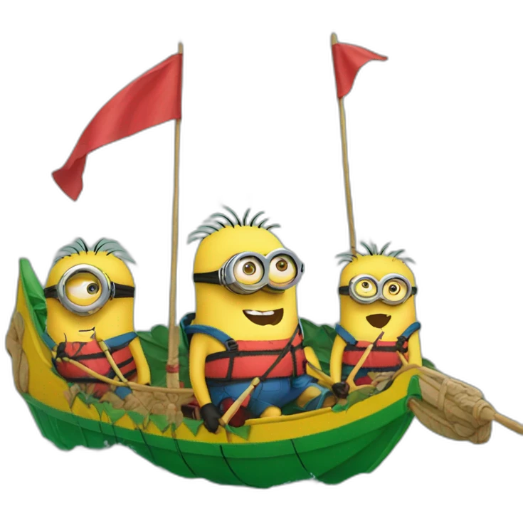 Minions on dragon boat  emoji