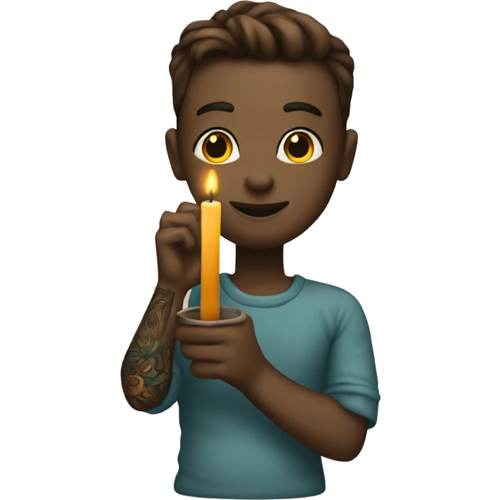 TATTOOED HAND Holding a candlestick emoji
