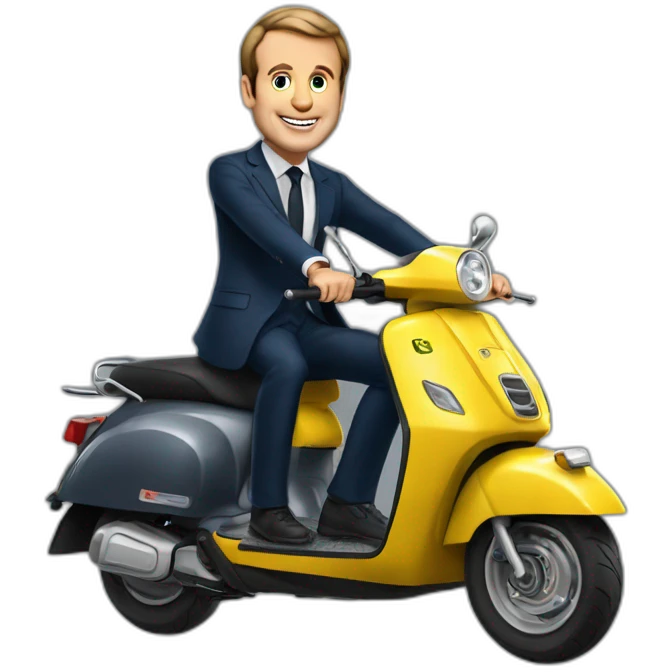 Macron sur un scooter emoji