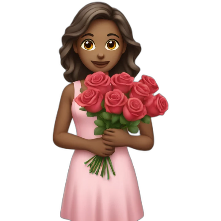 girl with a bouquet of roses emoji