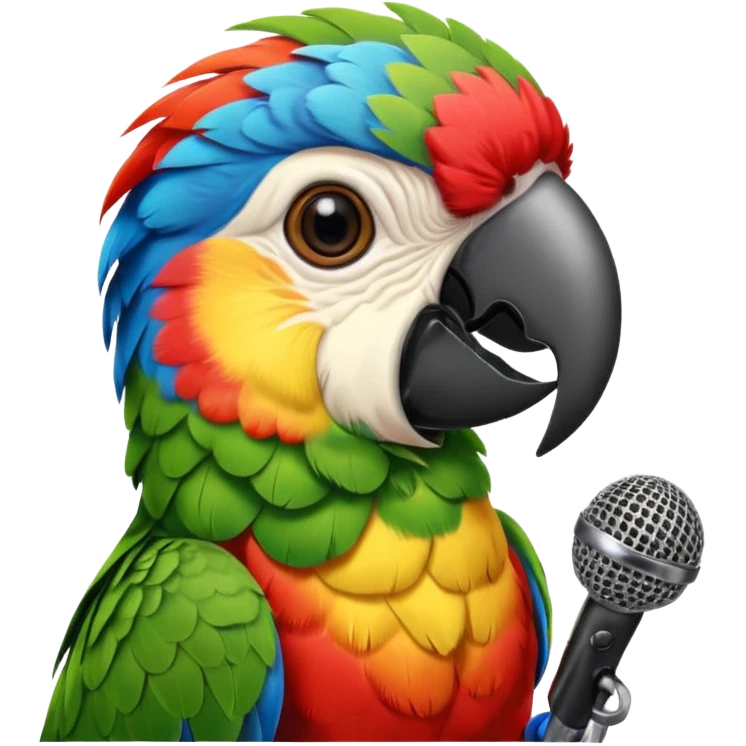 Parrot speaking into mic emoji