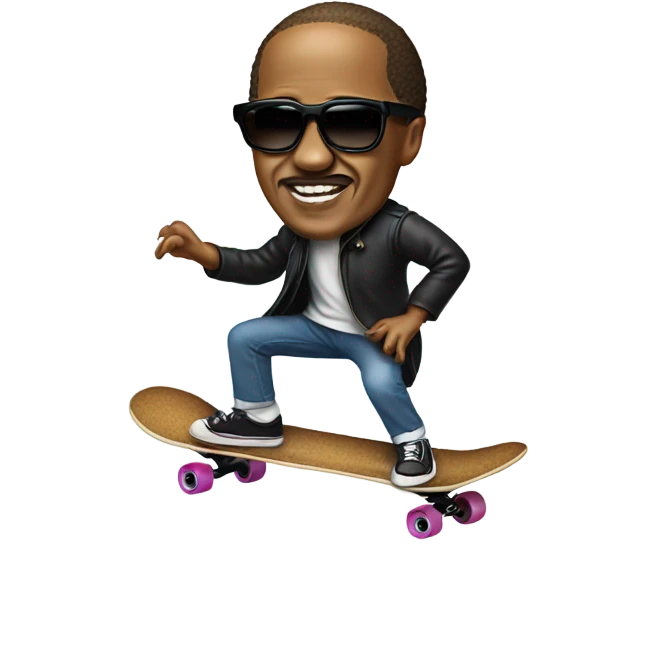 Stevie wonder on a skateboard emoji