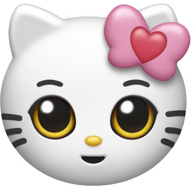 hello kitty with pink heart eyes emoji
