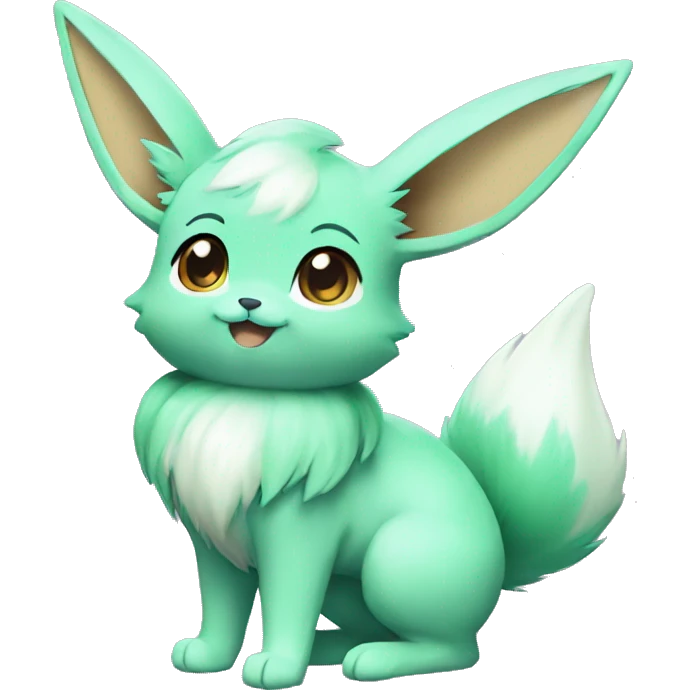 Kawaii Shiny Pastel Green Eevee Full Body emoji