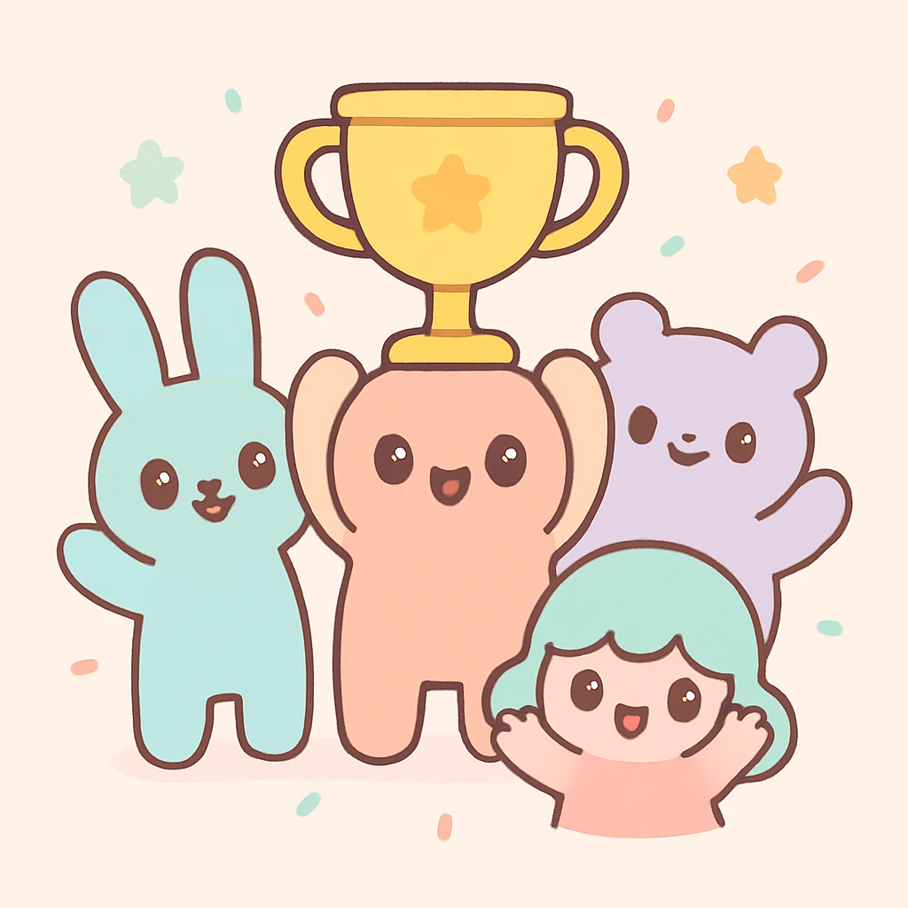 team celebrating with trophy emoji