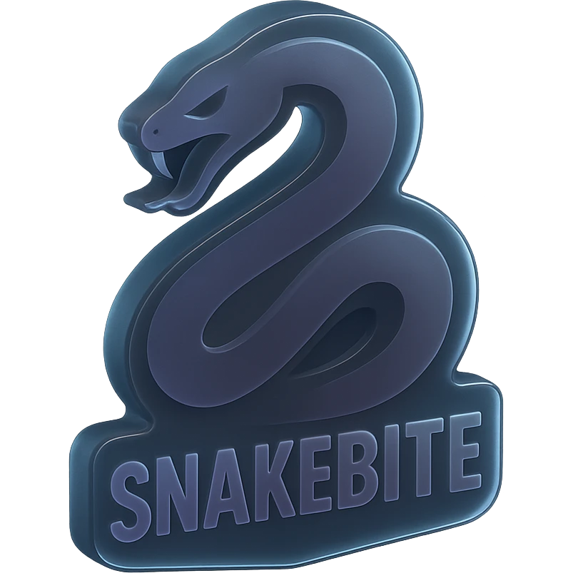 A stylish sticker featuring a snake in dark blue and dark purple tones for the Snakebite community. emoji