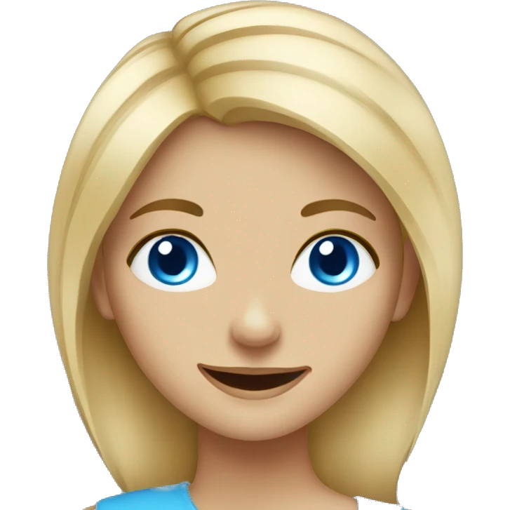 smiling blonde girl with blue eyes portrait emoji