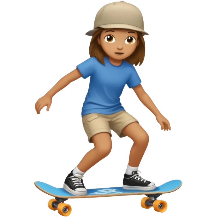 Une petite fille qui a un style de garçon manqué  sur un skateboard  emoji