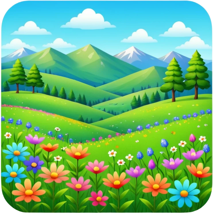 lush green meadow with wildflowers, no mountains emoji