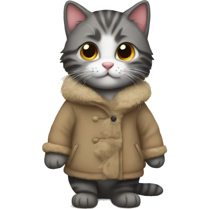 kitty with a coat emoji