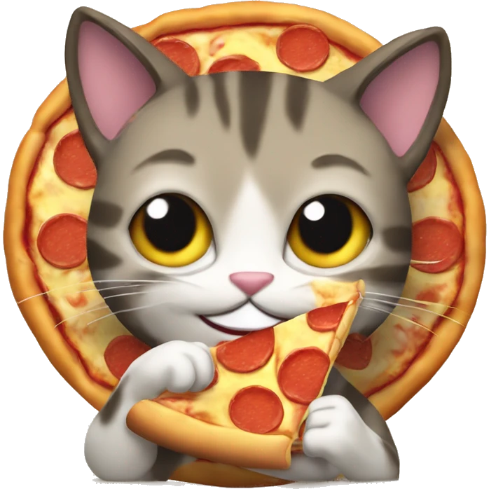 Gato comiendo pizza  emoji