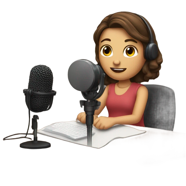 girl with Brown  hair records a podcast emoji