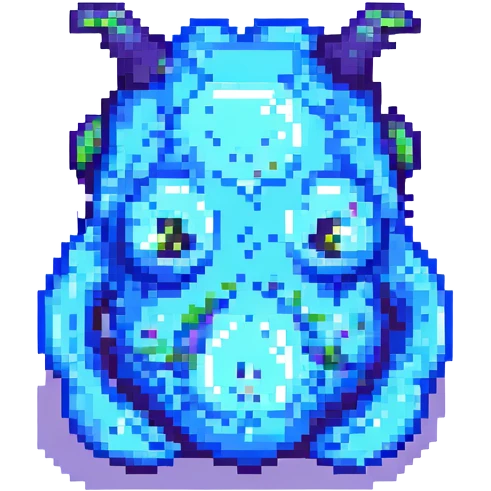blue slime monster pixel art emoji