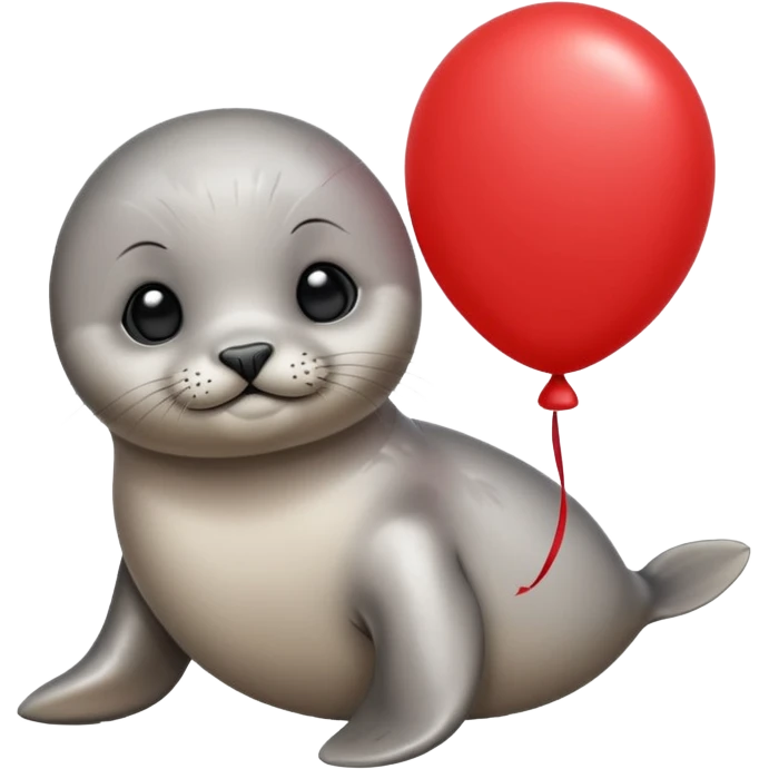 Baby seal holding balloon emoji