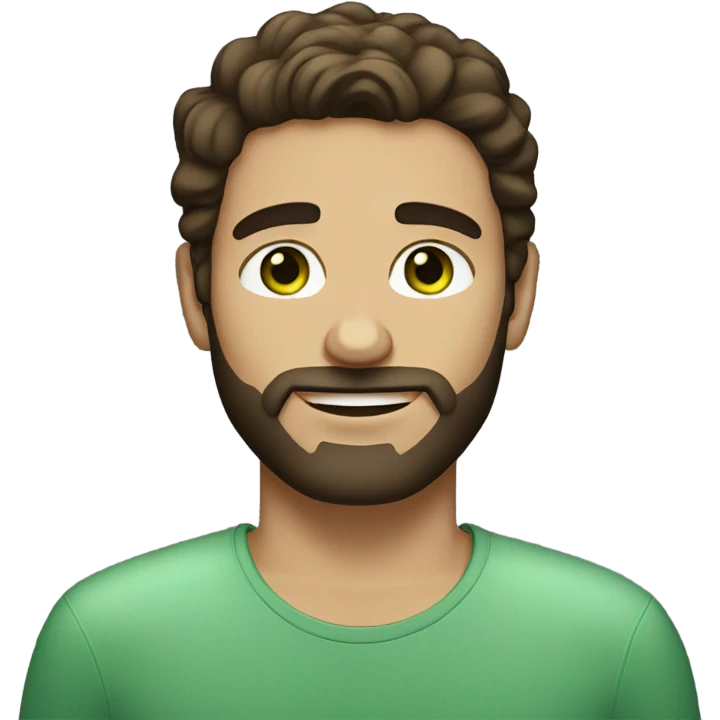 handsome brunette man with beard and green eyes light skin emoji