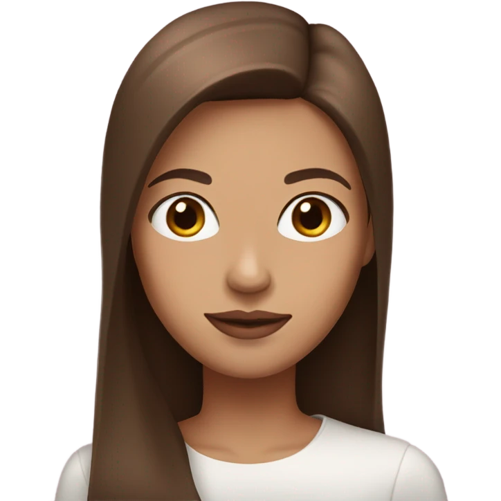 Woman with light pink lips and straight brown hair white  emoji