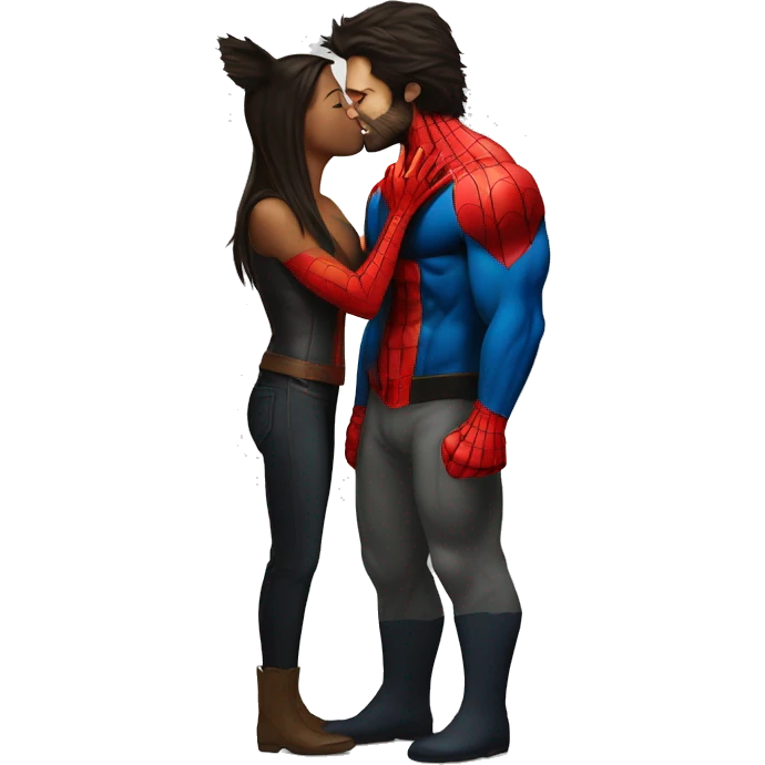 Wolverine kissing spiderman  emoji