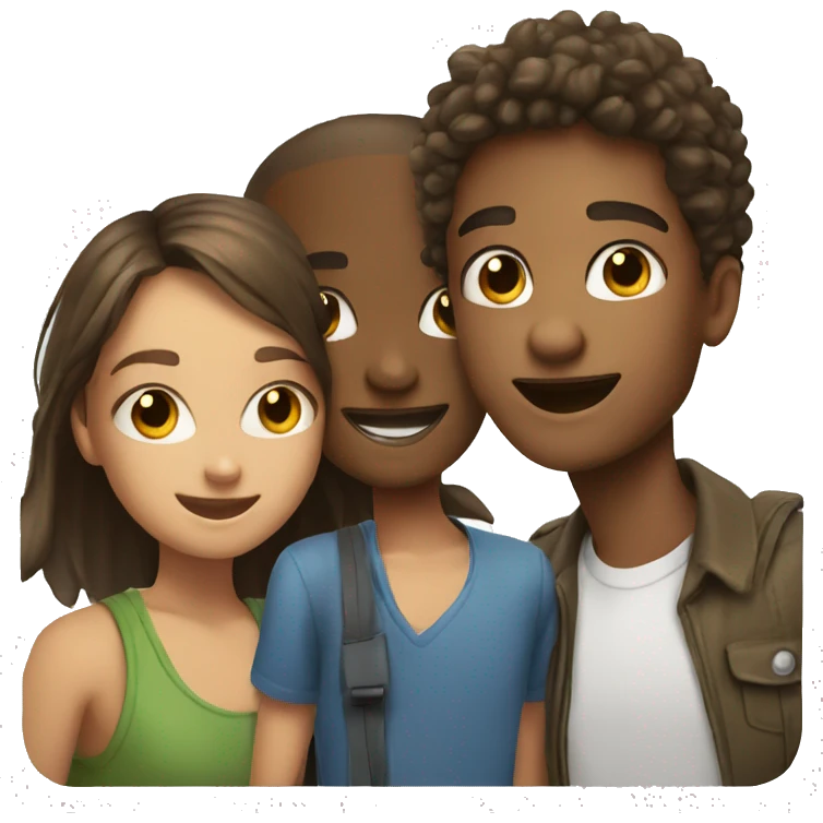 two girls boys smiling in selfie emoji