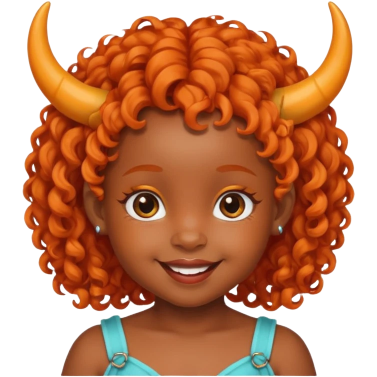 black baby girl with horns and orange hair emoji