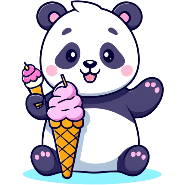 Panda eating ice cream emoji