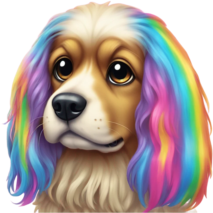 Rainbow Lisa frank long hair dog emoji