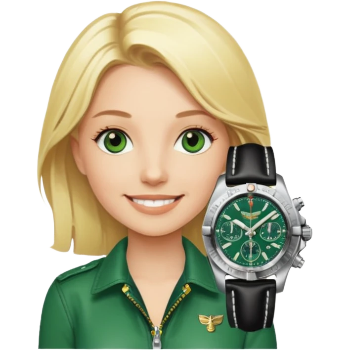Breitling green faced watch on blonde girl wrist emoji