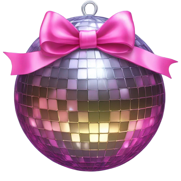 Disco ball with pink bow on top emoji