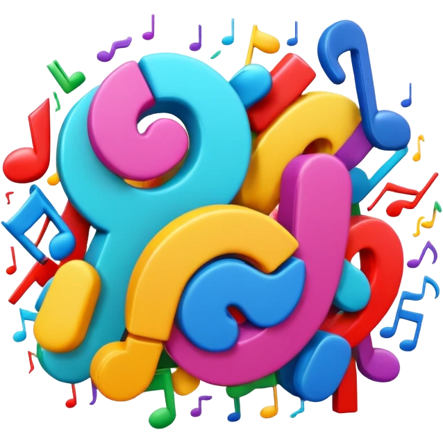 Hip-hop music doodles, no emoji icons, no emoji symbols, 3d render emoji