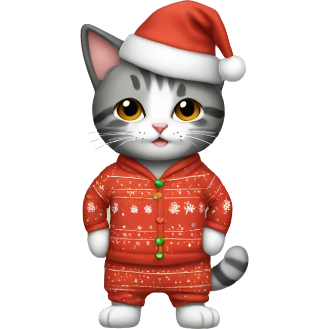 Cat in Christmas pjs emoji