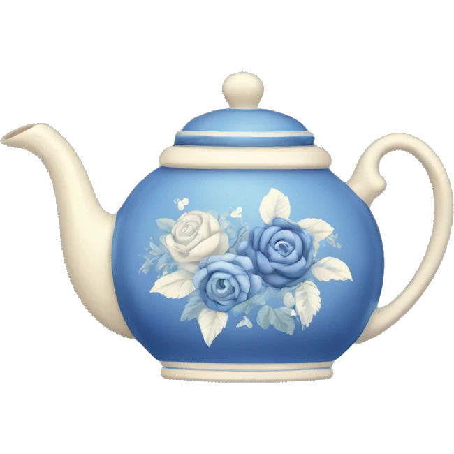 Vintage floral blue teapot with bows emoji