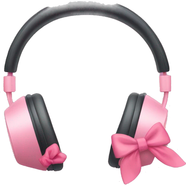 apple headphones with pink bows around it emoji