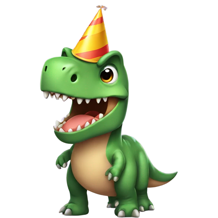 Dinosaur wearing party hat emoji
