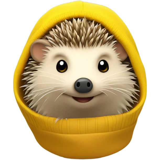 Hedgehog wearing a yellow beanie emoji