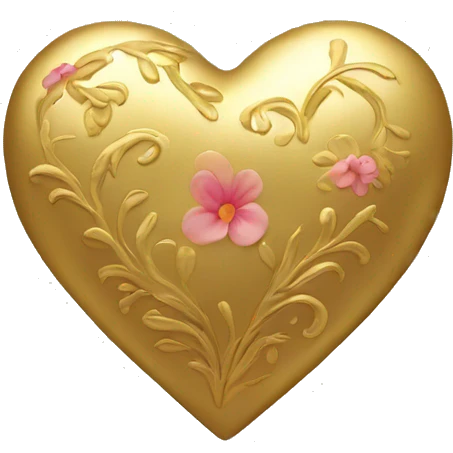 Golden heart with a floral pattern on it  emoji