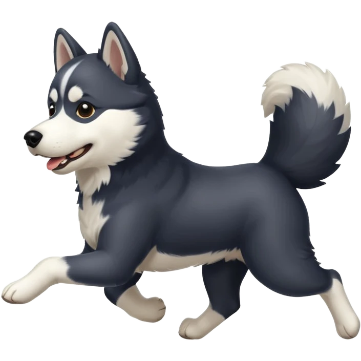 a black and white husky dog running towards the left emoji
