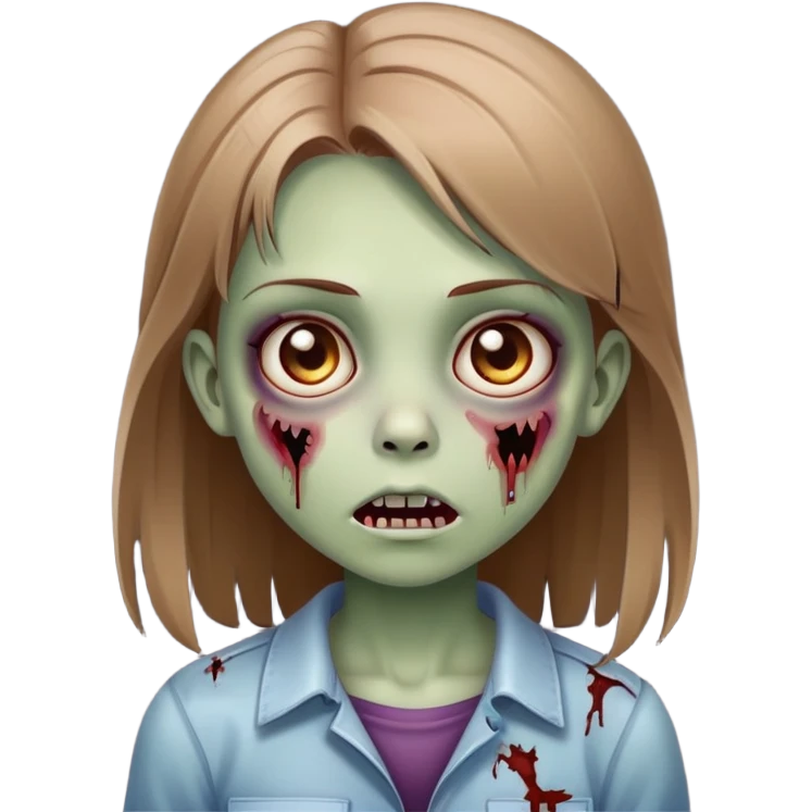 cute girl zombie with long light brown straight hair emoji