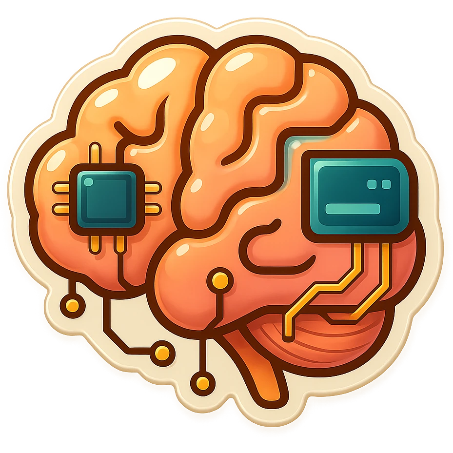 Add more tech elements such as circuit lines, microchips, or digital screens to the icon while keeping it modern, minimalistic, and expressive. Maintain the clean, colorful emoji style and preserve the transparent background. emoji